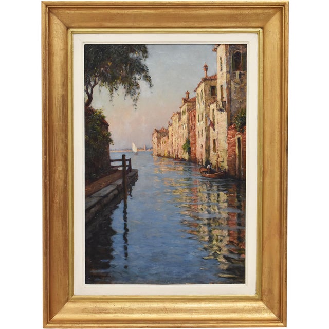 Victor Brugairolles, Venice with Gondola Painting, 20th Century, Oil on Canvas, Framed For Sale