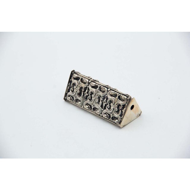 Silver Toothpick Holder in the Shape of Triangular Prism, in Good conditions. Designed 1980 to 1989