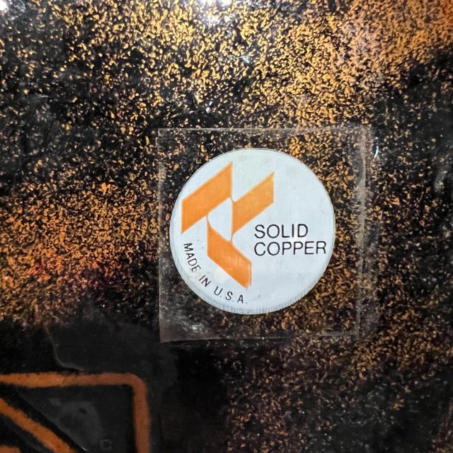 Brown 1960s Hand Crafted Enamel Owl Plate by Annemarie Davidson Sierra Madre, Ca For Sale - Image 8 of 12