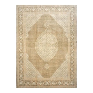 Antique Persian Tabriz Wool 10x14 Tan, & Brown Handmade Area Rug #9901536 For Sale