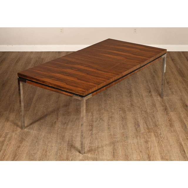 Mid-Century Modern Mid Century Modern Expandable Rosewood and Chrome Dining Table For Sale - Image 3 of 18