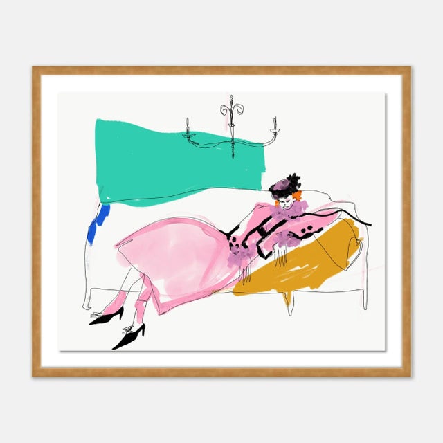 Contemporary Laying in Marc Jacobs by Annie Naranian in Gold Frame, Small Art Print For Sale - Image 3 of 3
