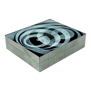 Mid-Century Modern Grey Baked Enamel Trinket or Jewelry Box