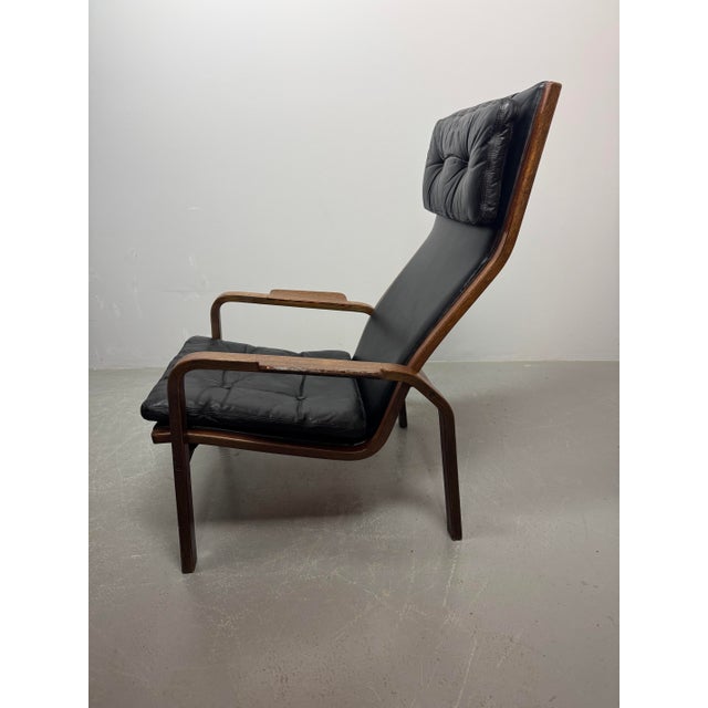 Wood Mid-Century Lamino Black Leather Lounge Chair Model P583 by Yngve Ekström for Swedese, Sweden 1960s For Sale - Image 7 of 10