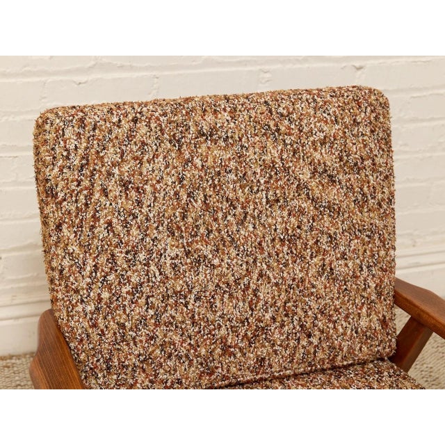 Mid-Century Modern Vintage Mid-Century Modern Walnut Armchair in Textured Brown Upholstery For Sale - Image 3 of 7