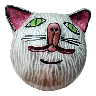 Desiree Warren "Ardyth" Ceramic Cat Head Vessel – "Ed" For Sale