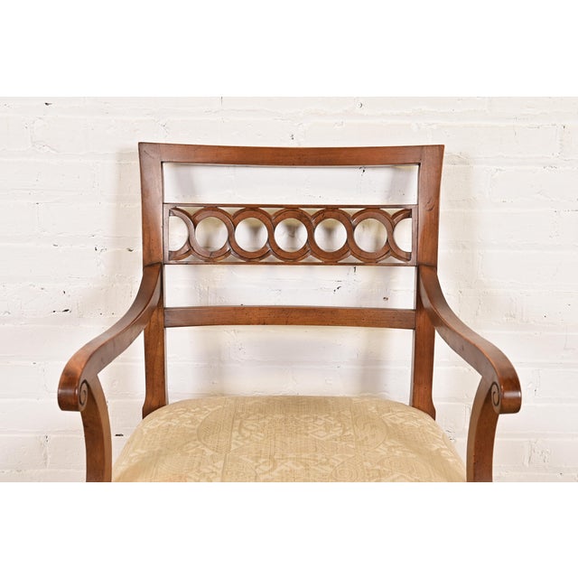 Kindel Furniture Regency Carved Cherry Wood Armchairs, Pair For Sale In South Bend - Image 6 of 12