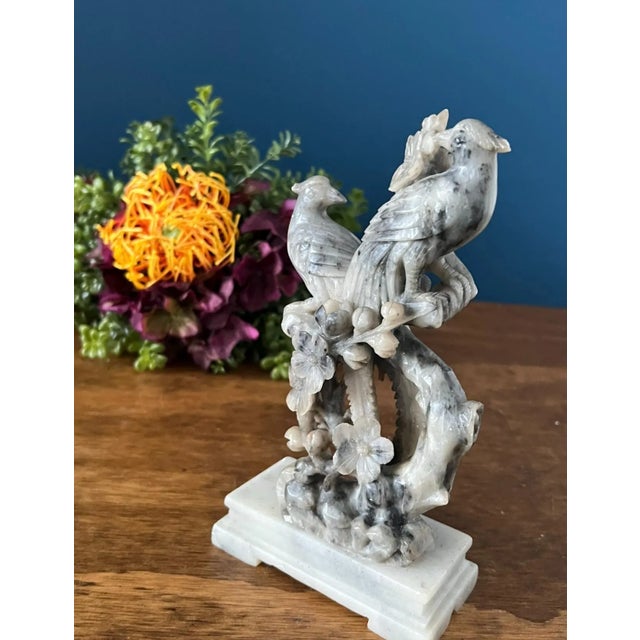 1960s Vintage Hand Carved Stone Phoenix Birds Sculpture For Sale - Image 5 of 15