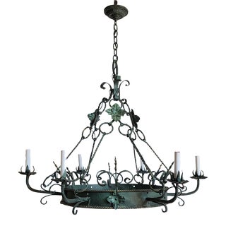 Vintage Spanish Revival Wrought Iron Chandelier For Sale