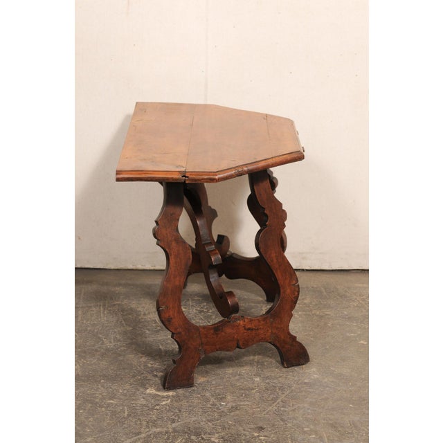 Wood 18th C. Italian Lyre-Leg Demi Side Table For Sale - Image 7 of 10