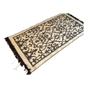 Brown/Cream Shyrdak Fringed Woven Rug or Throw