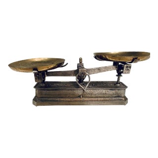 Antique French Wrought Iron and Brass Balance Scales For Sale