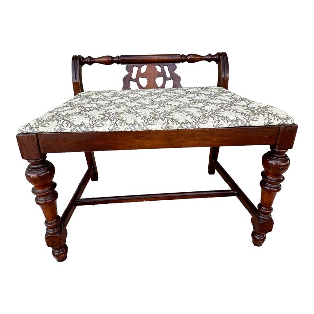Early/Mid 20th Century Wood Vanity Boudoir Bench/Chair For Sale