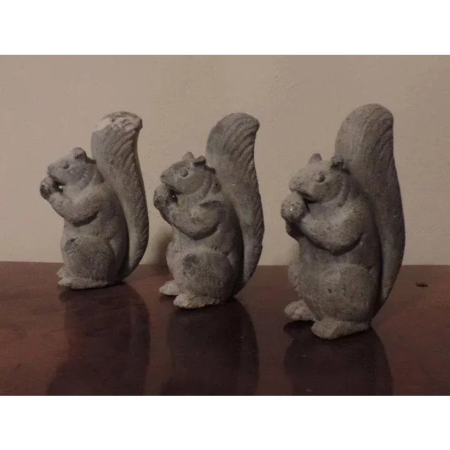 Traditional Early 20th Century Lead Garden Ornaments in the Form of Squirrels with Acorns - Set of 3 For Sale - Image 3 of 11