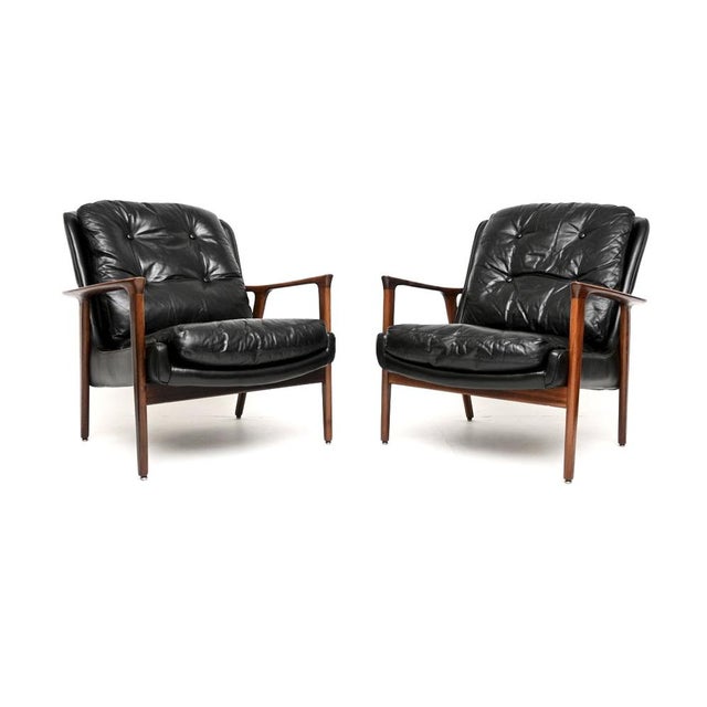Vintage Swedish Armchairs in Leather by Inge Andersson from Brødere Andersen, 1960, Set of 2 For Sale - Image 11 of 11