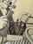 American 1940s Original Signed Graphite Illustration of Elderly Carriage Driver 10.75 × 12.75 In. For Sale - Image 3 of 6