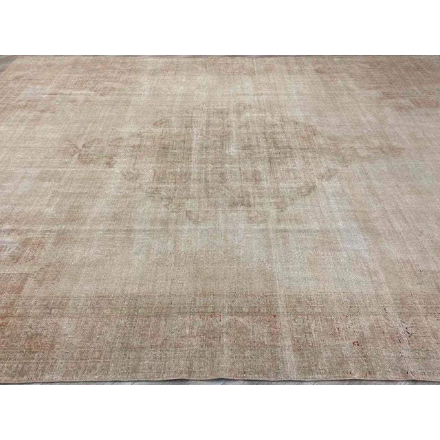 Faded Cream Coloured Vintage Area Rug - 105"x146" For Sale - Image 4 of 11