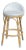 Tobias 24.5 in. Seat Height Outdoor Rattan and Metal Low Back Counter Stool, White/Sky Blue Dot / Natural Rattan Frame For Sale