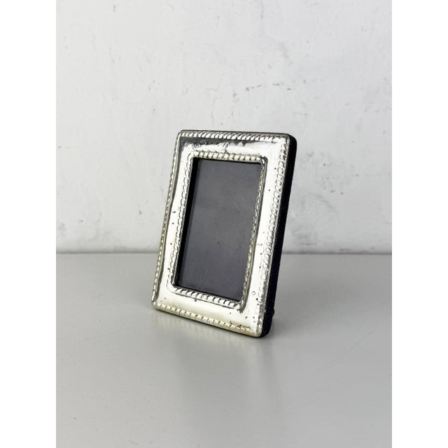 Vintage Italian Sterling Silver Photo Frame with Classic Beaded Border, 1950s For Sale - Image 6 of 13