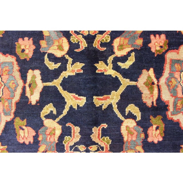 Antique Persian Sultanabad Carpet in Navy Blue Background and Rose Red Border 10'5 X 13' For Sale - Image 10 of 18