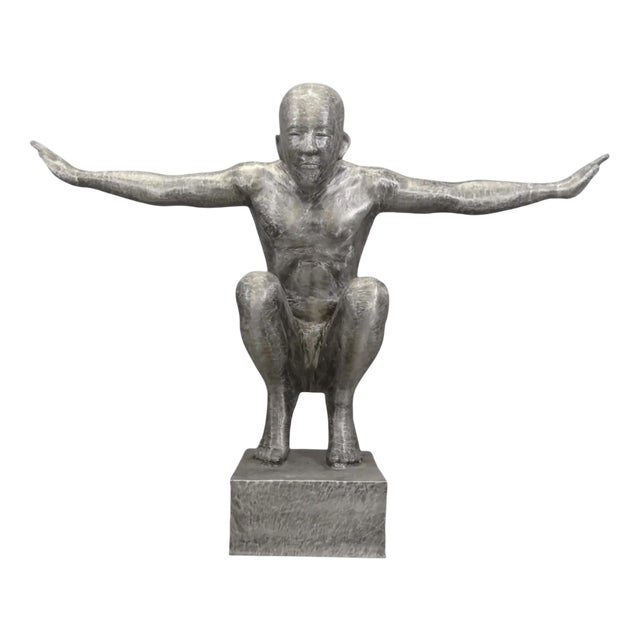Large Outstretched Arms Sculpture, 2000s, Brushed Aluminium For Sale