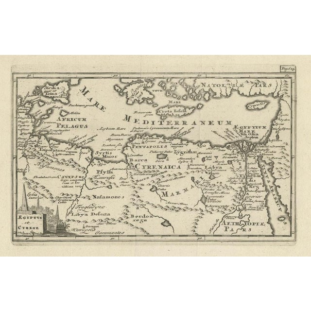 Original antique map titled 'Aegyptus et Cyrene'. Detailed ancient map of the region between the Gulf of Lybia and the Red...