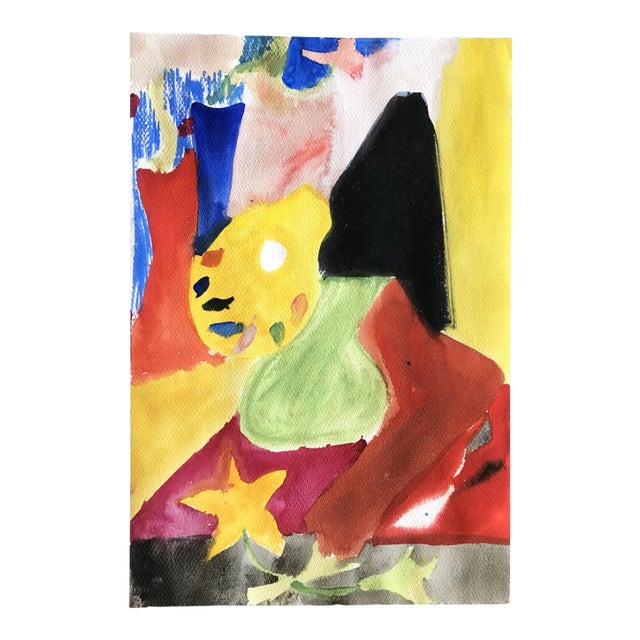 Vintage Original Abstract Watercolor Painting For Sale