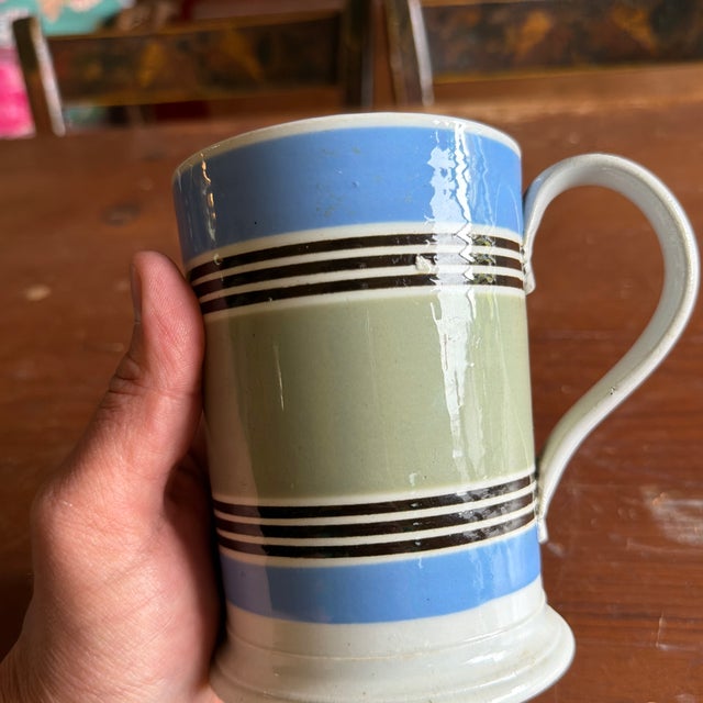 Antique Staffordshire Pearlware Mocha Banded Tankard, Circa 1820s For Sale - Image 10 of 12