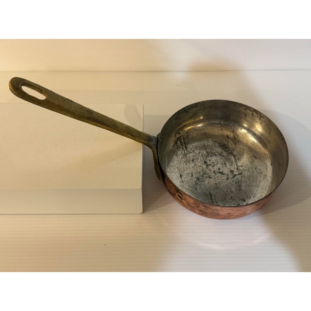 Rustic Antique 19th Century Copper Butter Warmer With Riveted Brass Handle & Tin-Lined Interior For Sale - Image 3 of 12