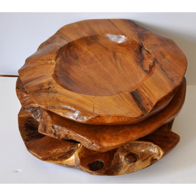 Shallow Polished Natural Edge Teak Wood Bowl Chairish