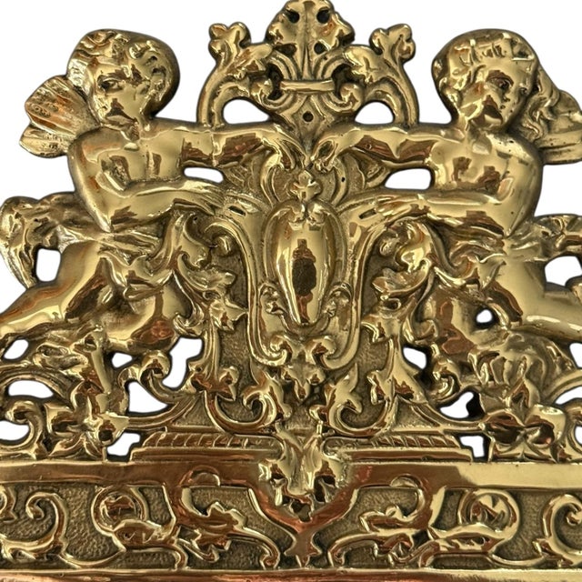 Baroque Antique French Baroque Revival Brass Wall Mirror With Candle Sconces c.1900-10 For Sale - Image 3 of 10