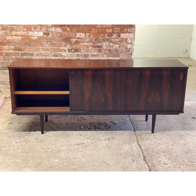 Wood Dyrlund Danish Modern Rosewood Triple Sliding Door Sideboard For Sale - Image 7 of 12