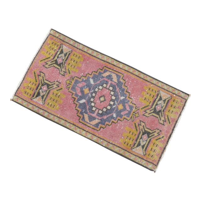 Hand Knotted Door Mat, Entryway Rug, Bath Mat, Kitchen Decor, Small Rug, Turkish Rug - 1′4″ × 2′6″ For Sale