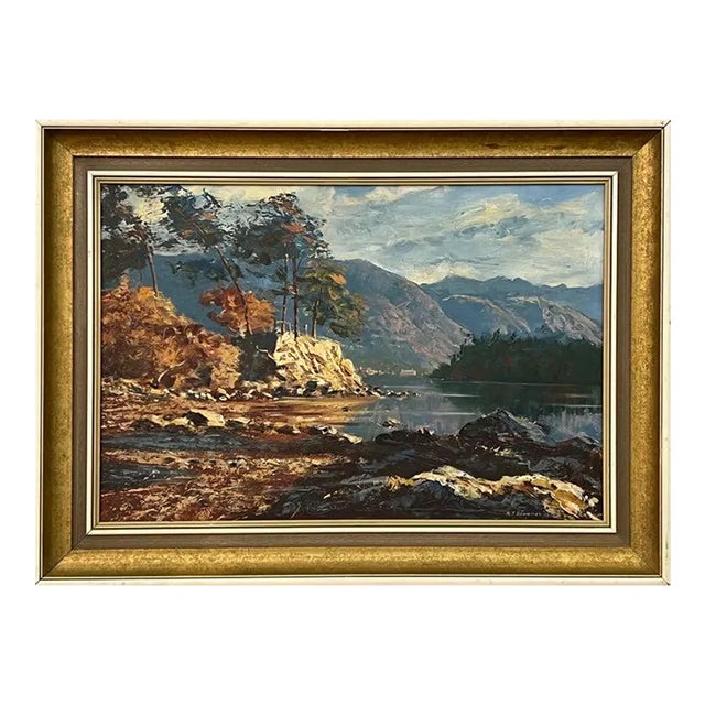 Arthur Terry Blamires, Oil Painting of Derwent Water English Lake District by British Landscape Artist, 1989 For Sale