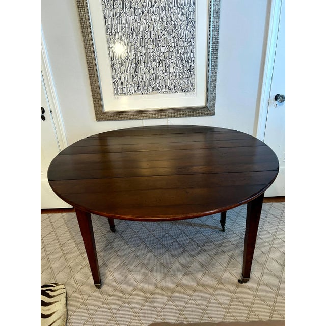 Early 20th Century Walnut Directoire Drop Leaf Table with Brass Sabot's For Sale - Image 4 of 6