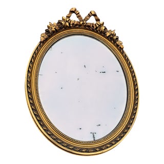 Small Oval Mirror with Gilded Stucco Wood, 1800s For Sale