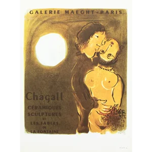 1966 After M. Chagall, "Maeght Gallery Paris - Ceramics, Sculptures and the Fables of La Fontaine" Poster
