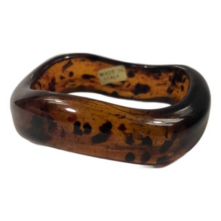 1970s Italian Lucite Tortoise Shell Abstract Bangle For Sale
