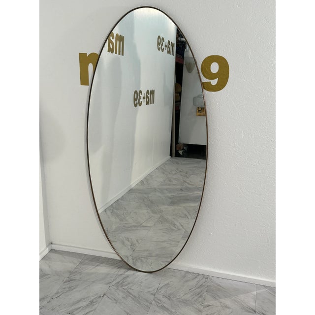 Vintage Italian Oval Wall Mirror 1960s For Sale - Image 4 of 9