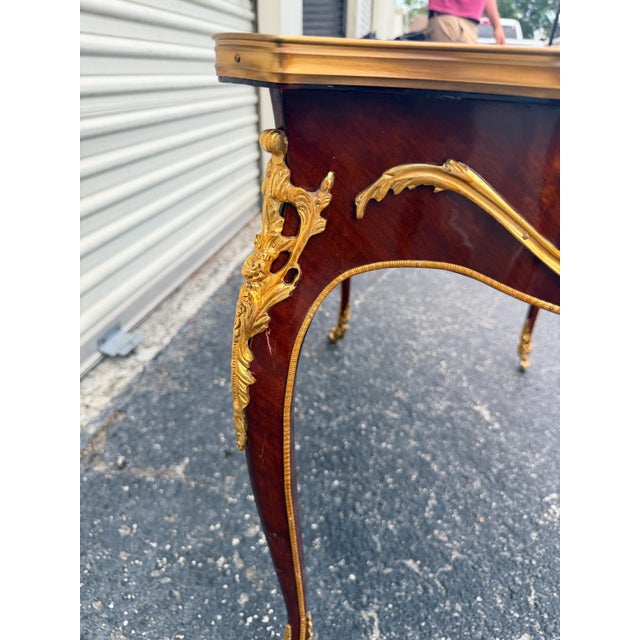 Vintage Louis XV Marquetry Serving Table Rolling Wheels For Sale In Orlando - Image 6 of 8