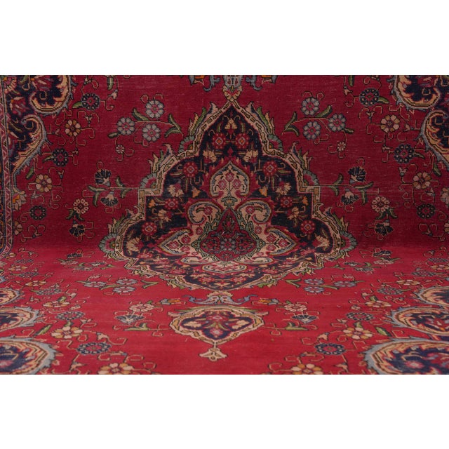 1970s Vintage Persian Handmade Wool 10x12 Red Area Rug For Sale In San Francisco - Image 6 of 11