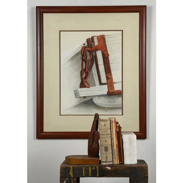Vintage ‘Tailgate Hitch’ by Jack Kaiser, Signed (Watercolor on Paper, Framed). In the manner of Andrew Wyeth and the...