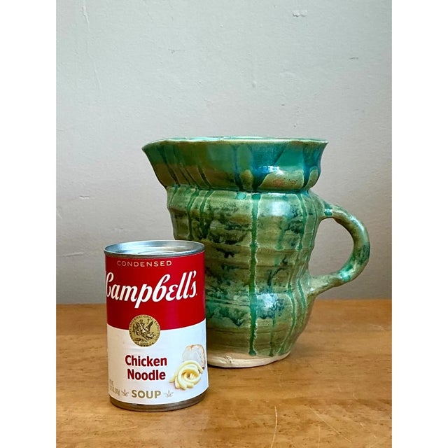Vintage Drip Glaze Ceramic Pitcher For Sale In West Palm - Image 6 of 12