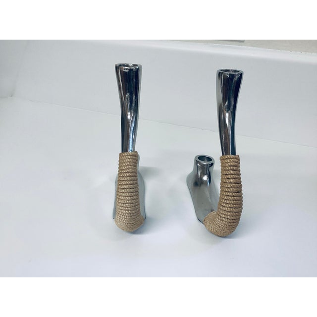 1970s Pair of Vintage Chrome Double Candleholders, 1970s For Sale - Image 5 of 12