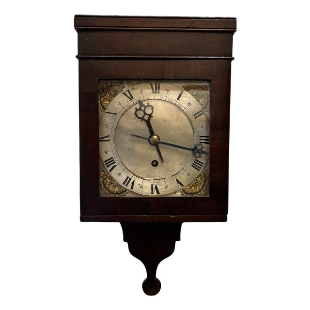 Mahogany Hooded Wall Clock, 18th Century For Sale