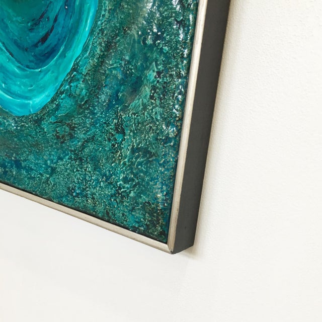 Lorraine Stelzer, Turquoise Acrylic Resin Psychedelic Art Wall Sculpture Panel For Sale - Image 11 of 15
