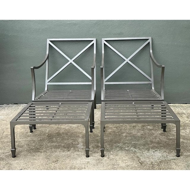 Vintage McKinnon and Harris Cast Aluminum Chairs With Ottomans - A Pair For Sale - Image 18 of 18