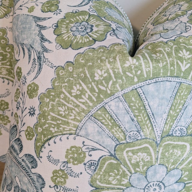 Not Yet Made - Made To Order Schumacher Calicut Pillows in Leaf- Pair For Sale - Image 5 of 6