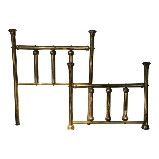 Vintage Twin Brass Headboard & Footboard For Sale