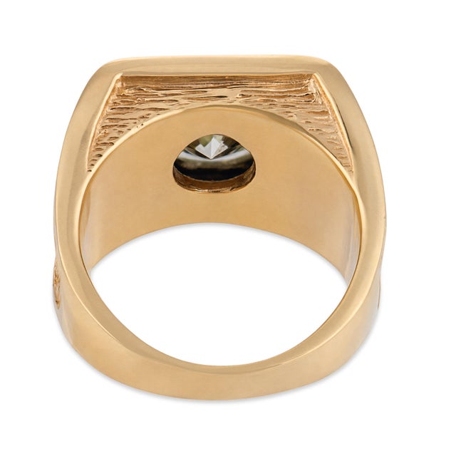Vintage Gia 2.91 Carat Diamond 14k Yellow Gold Ring, Size 7.5 For Sale In Los Angeles - Image 6 of 6